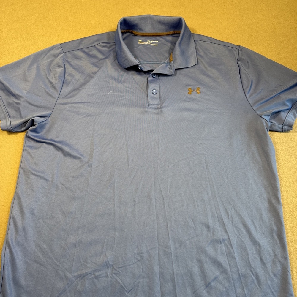 Under Armour Playoff Polo Shirt Mens 2XL HEATGEAR S/S Golf Stretch BLUE